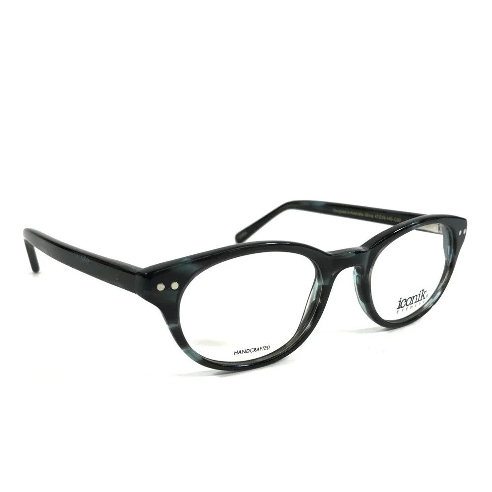 Iconik Eyewear Eyeglasses Frames Olivia C02 Black Blue Horn Full Rim 47-19-140